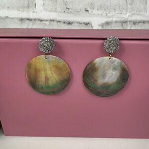 Mother of Pearl Beaded Dangle Statement Earrings